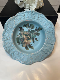 Blue with Floral silverplate dish