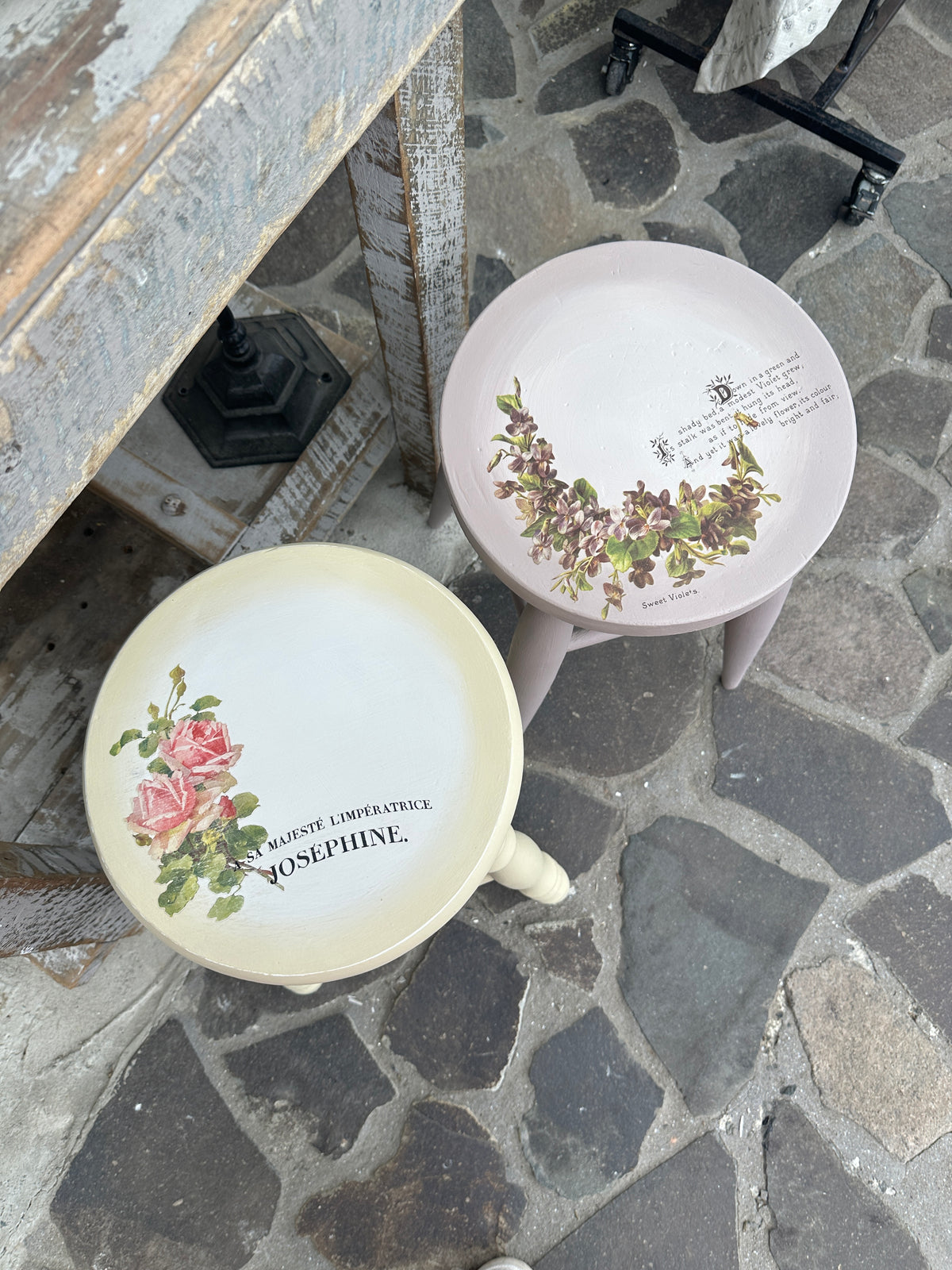 Stool table Lilac & Floral