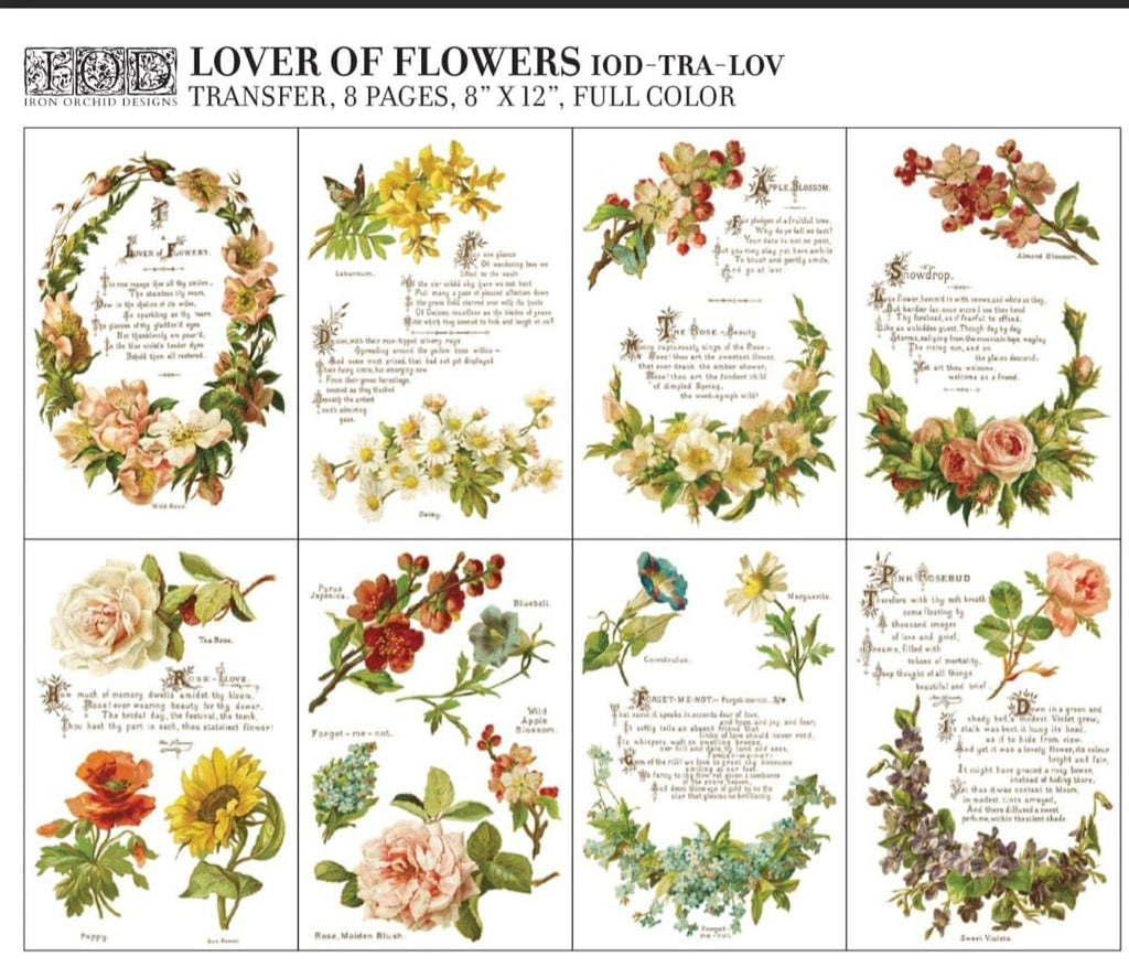 Lover of Flowers IOD Transfer I 8 sheets