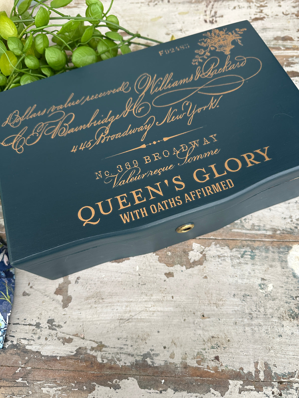 Navy Chestler painted jewellery box