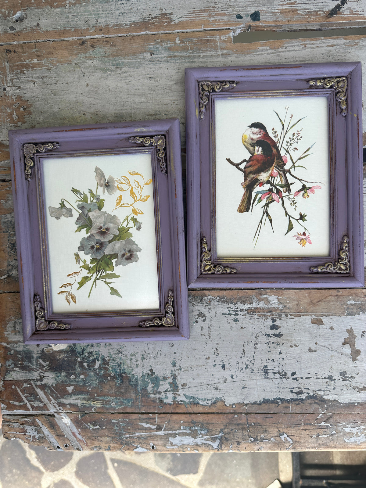 Collection of floral pictures chalk painted