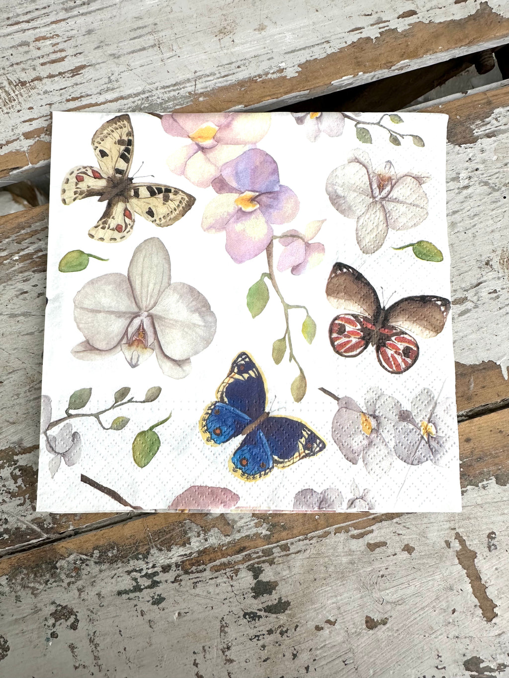 Orchid & Butterflies Napkin for Decoupage
