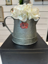 Galvanised mini watering can with bird