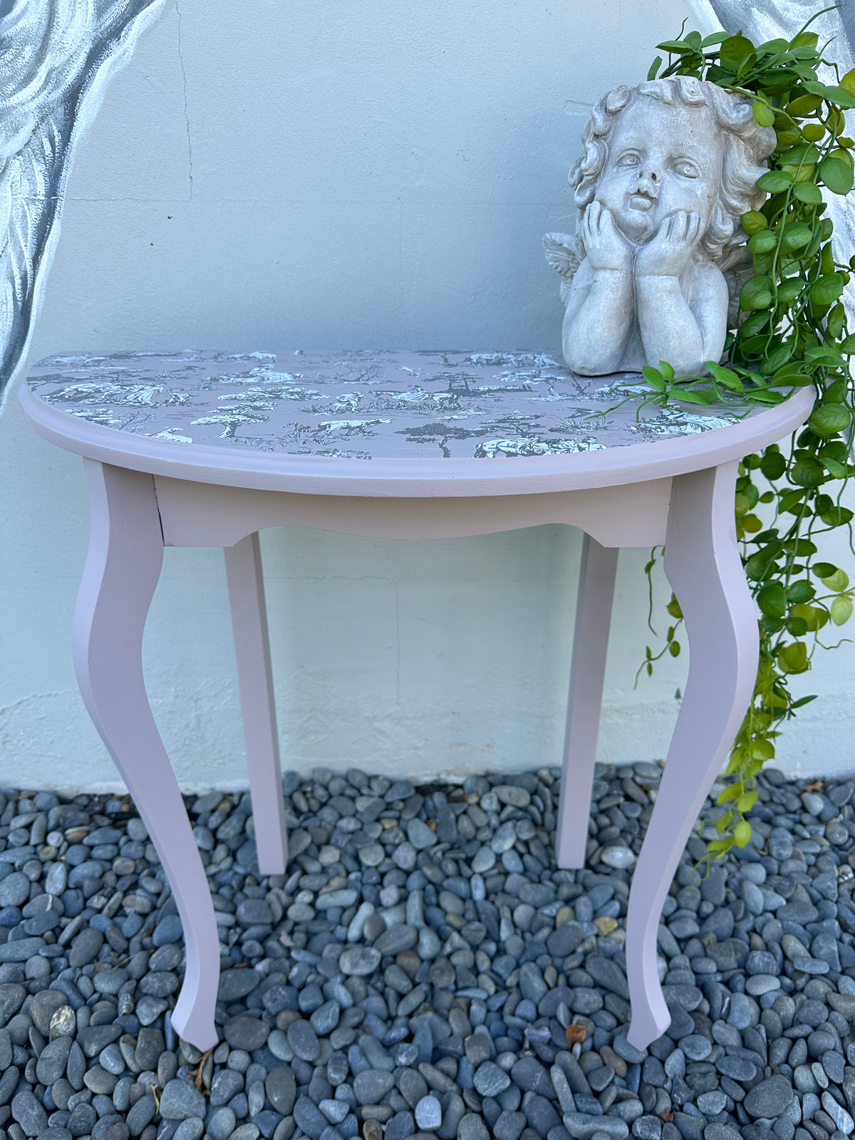 Simple Demi Lune table in Toile and Izabellars Room COLLECT ONLY