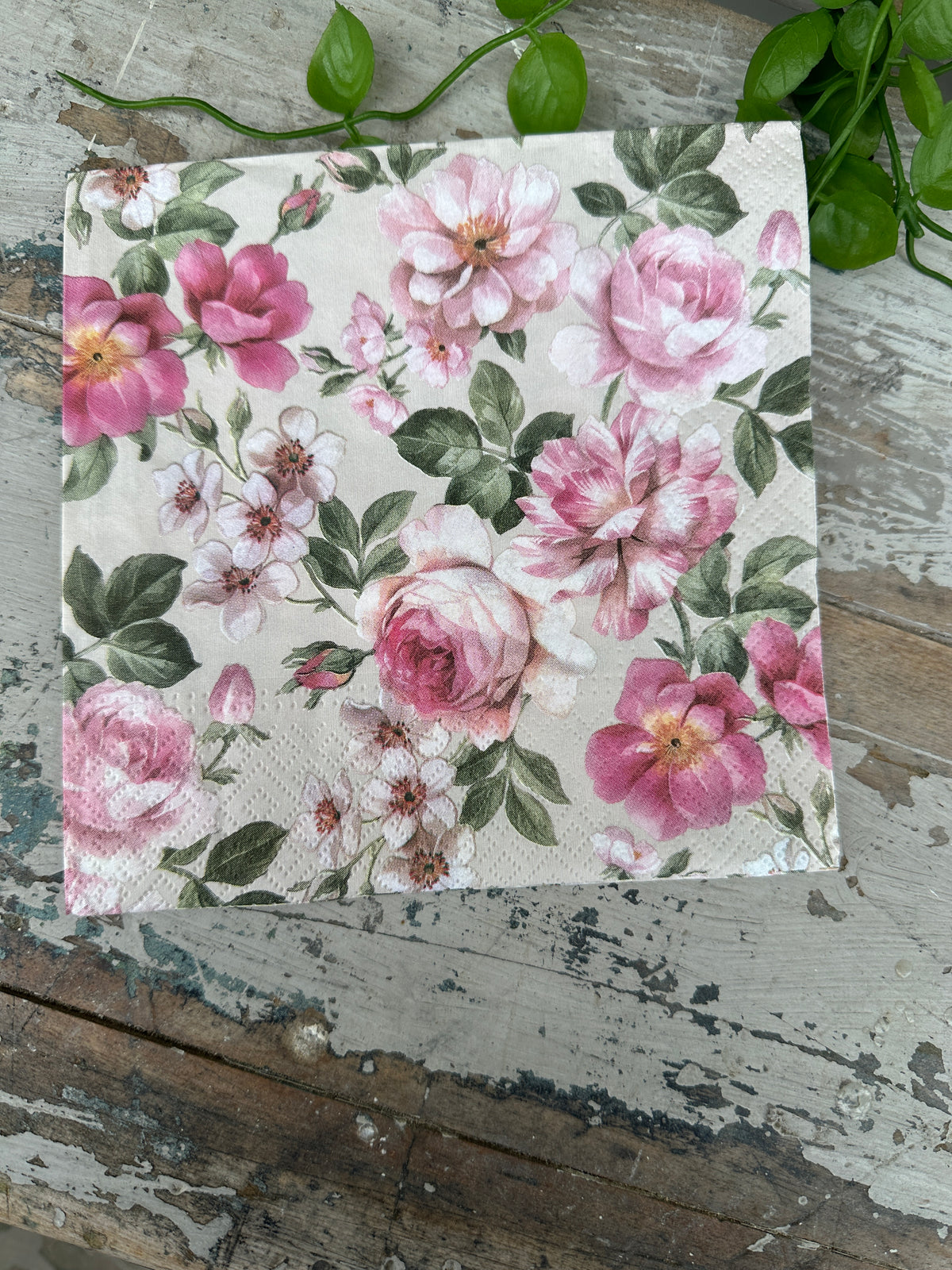 Old Fashioned Rose Stems on stone Napkin for Decoupage