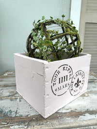 Large Wooden box Pink & French stencil