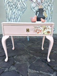 Soft Pink Floral table with handy drawer