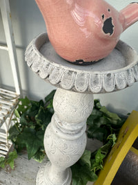 Candle Stick Pedestal tall w milk paint crackle