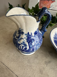 Crackle Blue  & White wash jug and bowl COLLECT ONLY