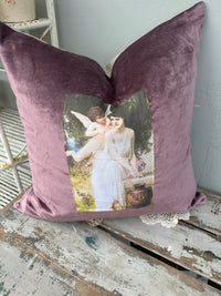 Velvet Cushion Heather Woman w Angel XL II The Villa Collection