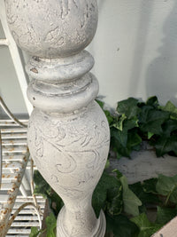Candle Stick Pedestal tall w milk paint crackle