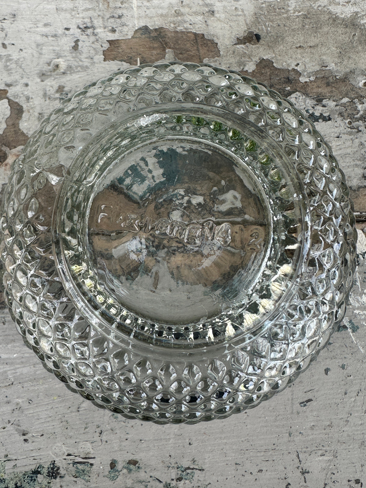 Glass bowl  with silver edging