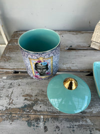 Teal decorative canister