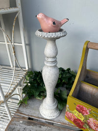 Candle Stick Pedestal tall w milk paint crackle