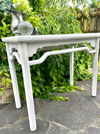 Chunky hall table in white rustic paintwork with tile decoupage top NZ