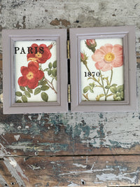 Collection of floral pictures chalk painted