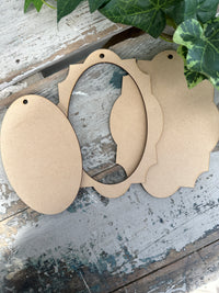 Elegant Oval Frame 3 piece set Blank MDF shape 18cm