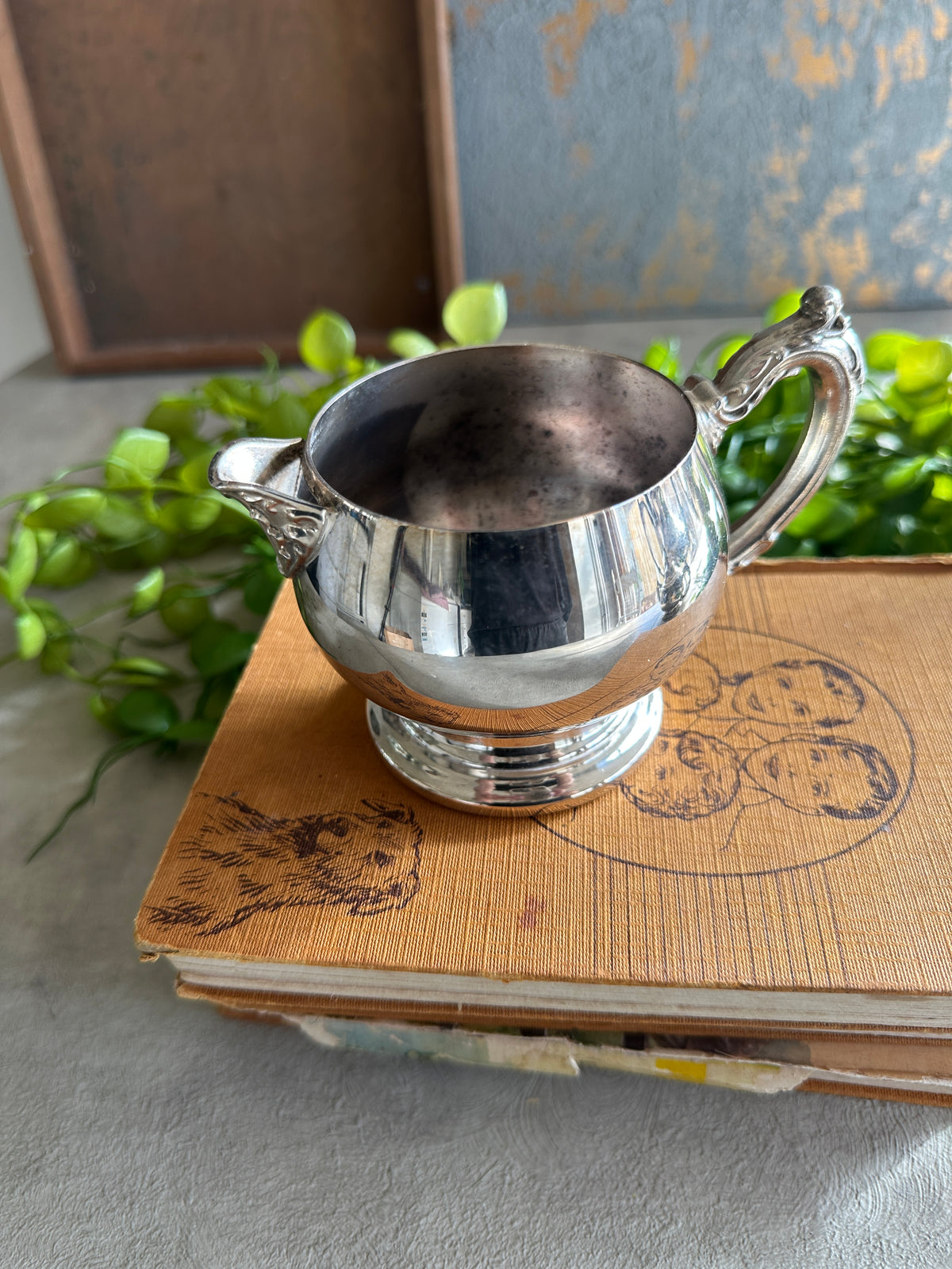 Milk jug ornate silver plate