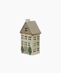 French Country Alsace Tea Light Christmas House Stone with Pots medium