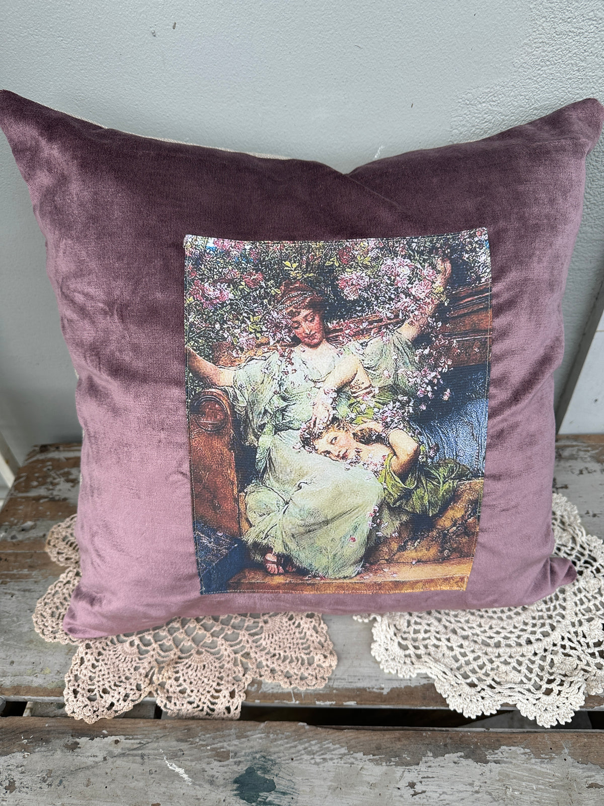Velvet Cushion Heather Rose Garden II The Villa Collection