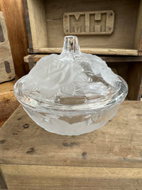 Glass lidded rose dish