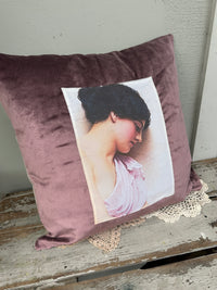 Velvet Cushion Heather Bowing Woman II The Villa Collection