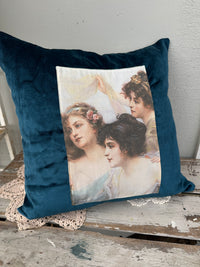 Velvet Cushion Peacock Blue Trois Seours II The Villa Collection