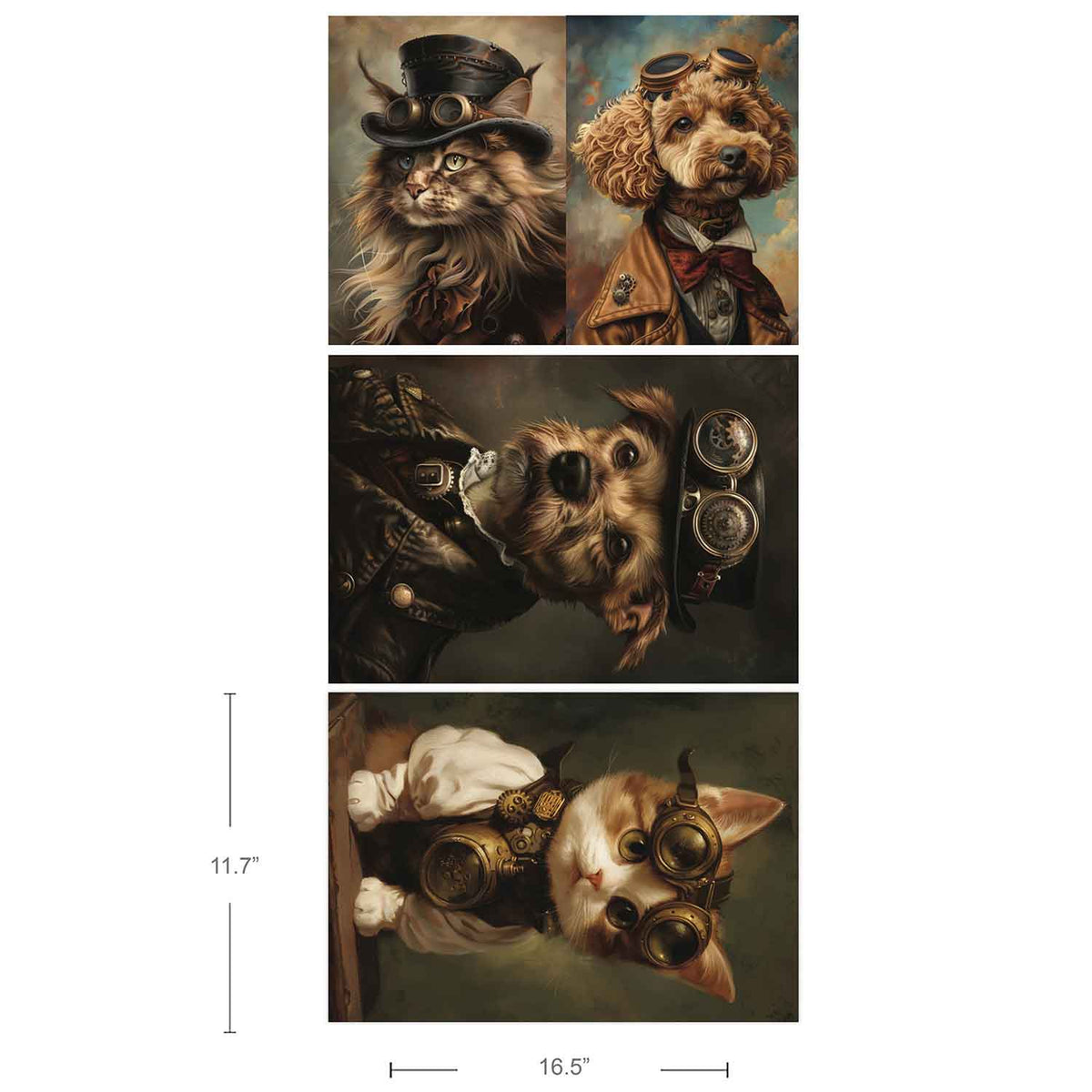 Favourite Pets A3 Fiber Decoupage Paper 3 sheets