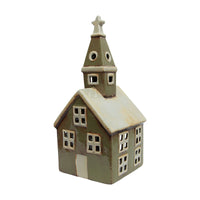 French Country Alsace Tea Light Church Olive Green