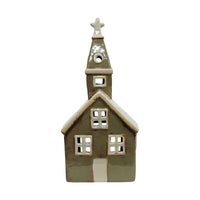 French Country Alsace Tea Light Church Olive Green