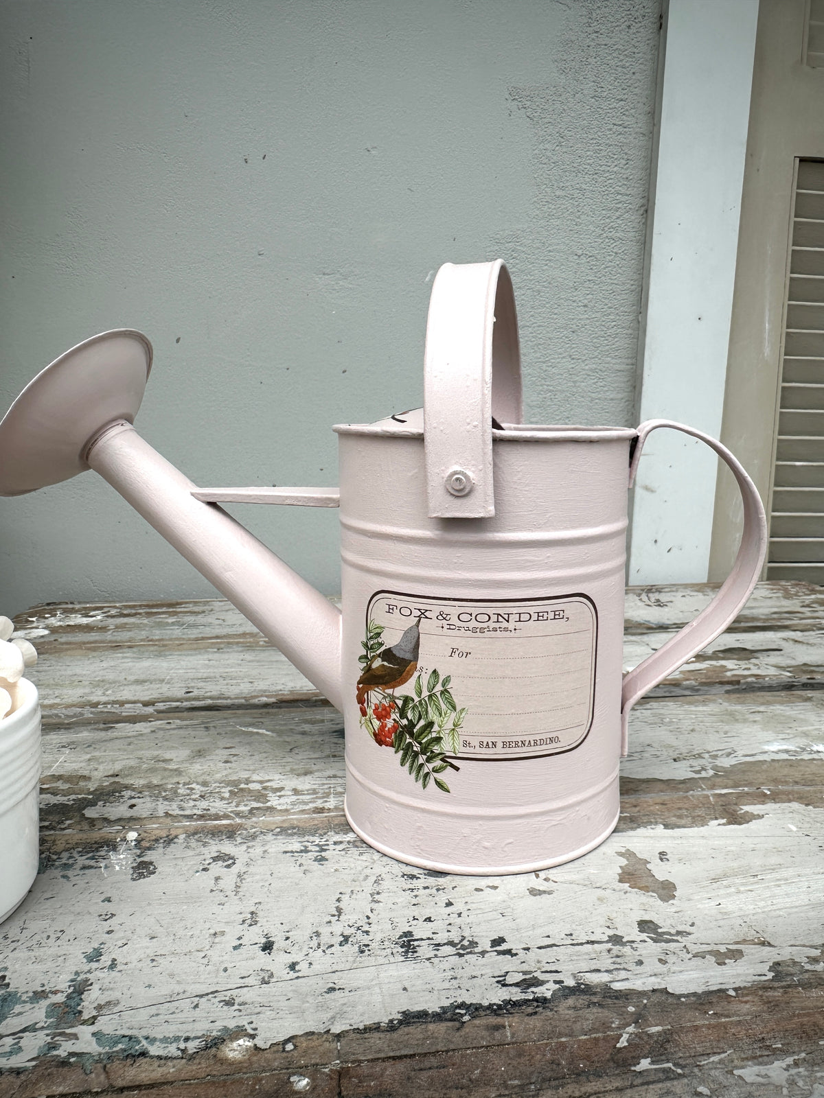 Decorative watering can in Grassmere pink