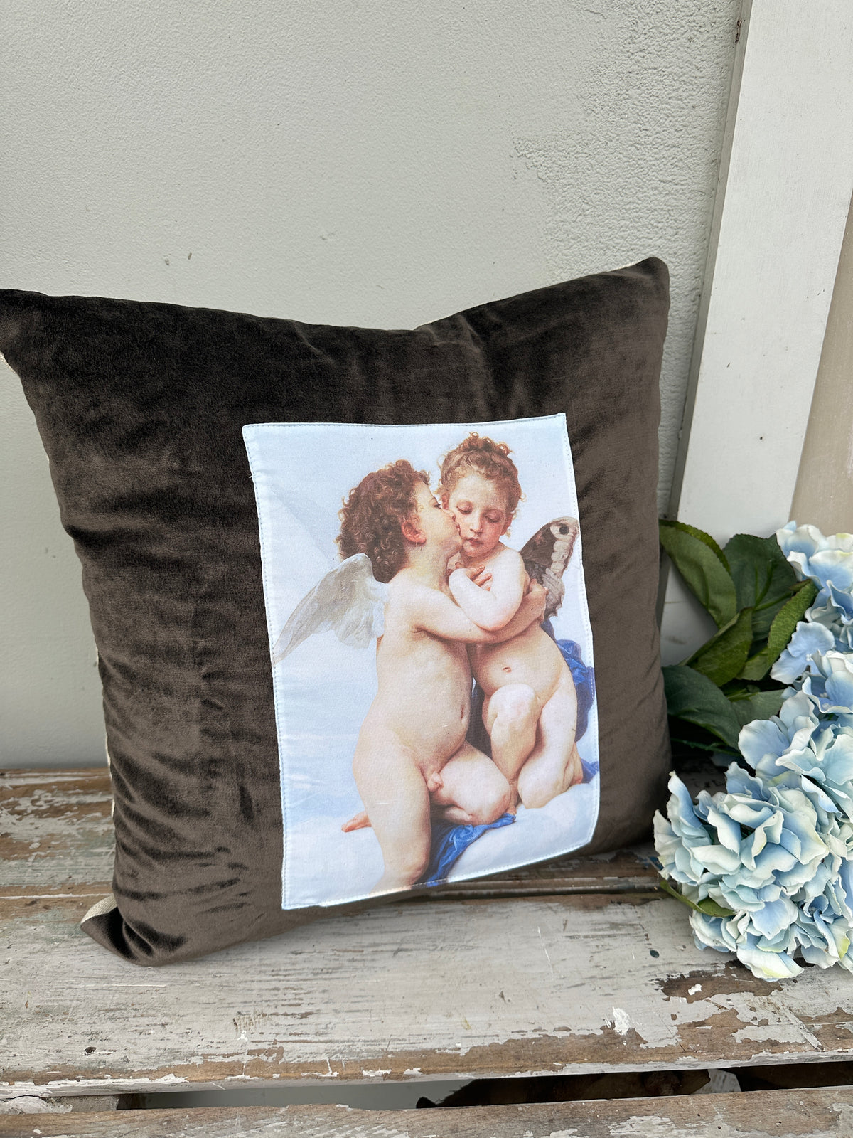 Velvet Cushion Kelp Two Angels
