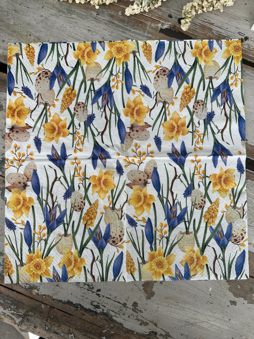 Spring Hyacinth, Daffodils & Eggs Napkin for Decoupage