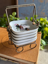 Ashtray set in metal carrier