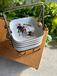 Ashtray set in metal carrier