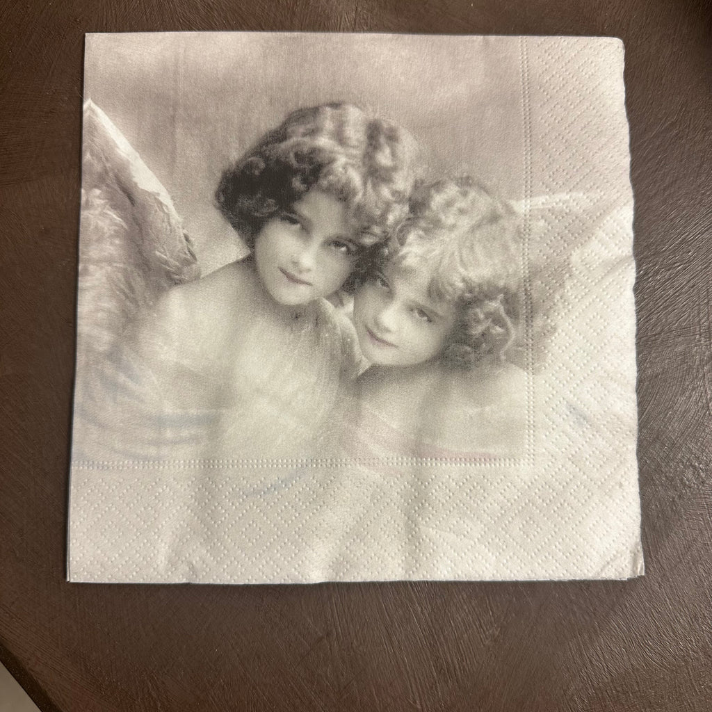 Two Angels in the Clouds Napkin for Decoupage