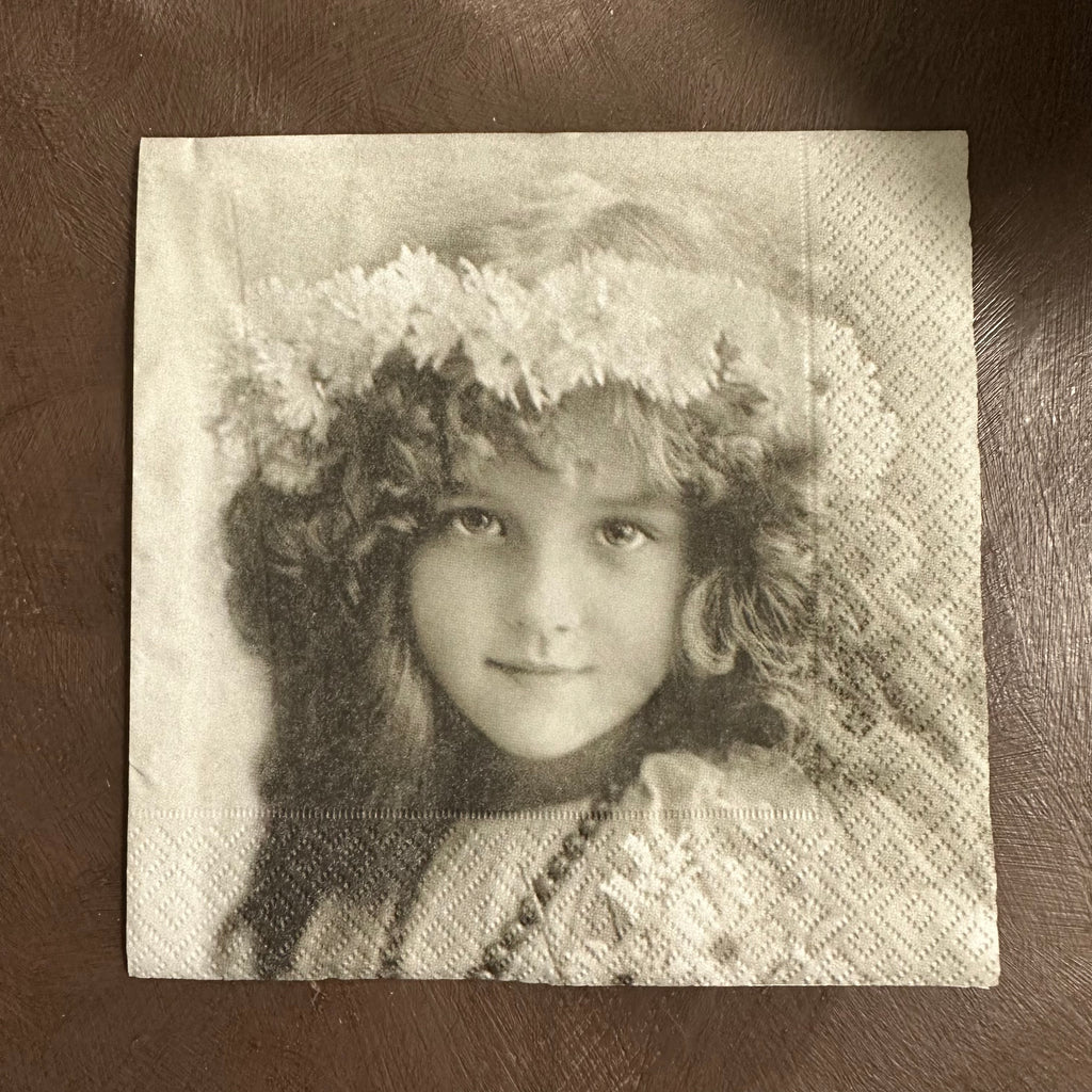 Girl with Flower Crown Napkin for Decoupage