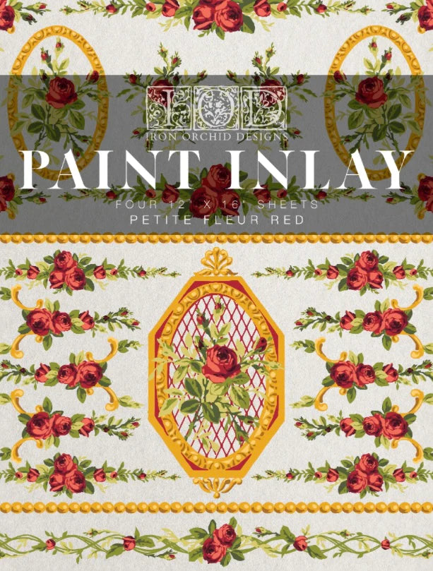 Petite Fleur Red I IOD Paint Inlay I 4 sheets Limited Edition