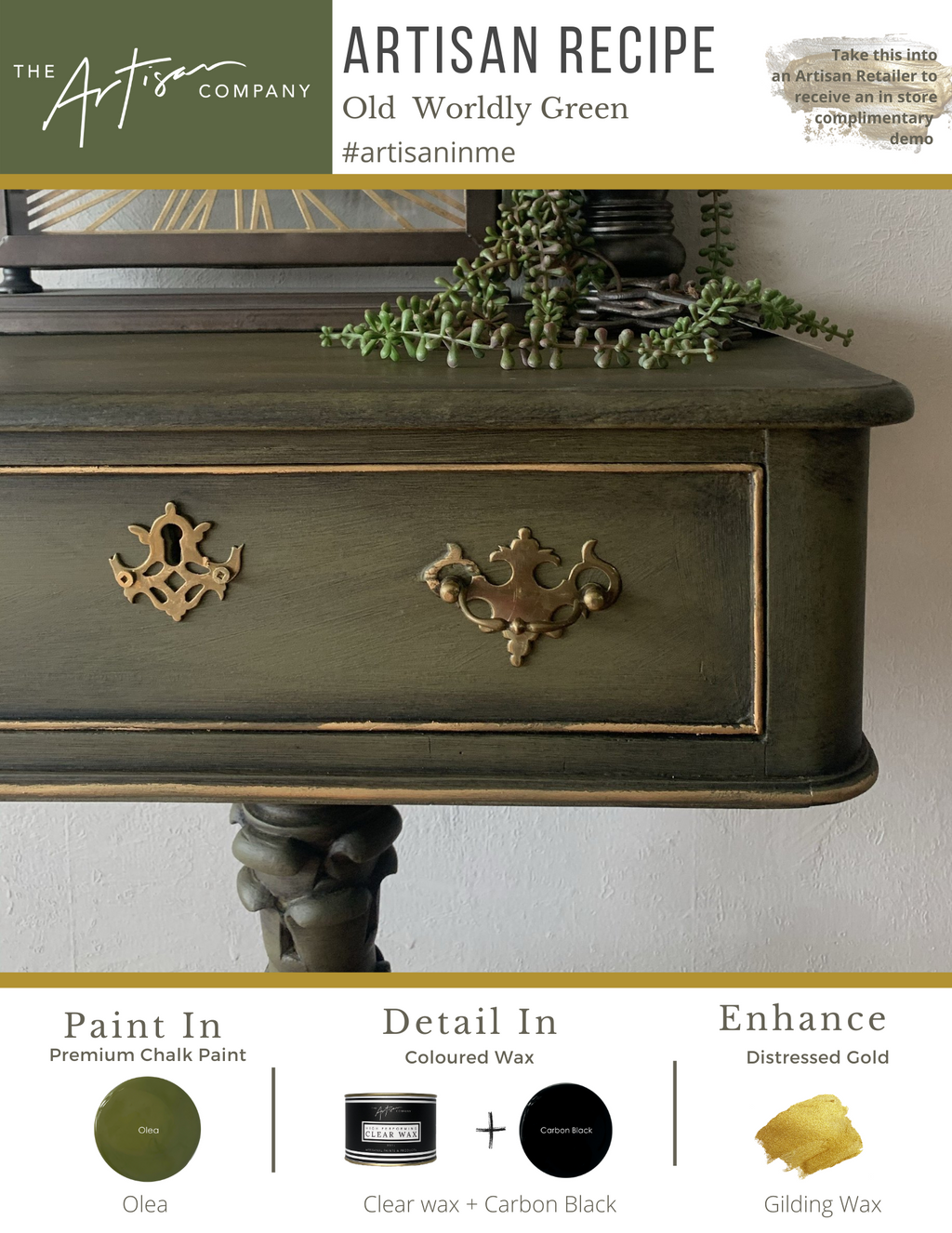 Artisan Paint Recipe Old Wordly Green with Olea