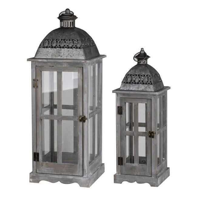 Lantern Grey washed wood and metal Large COLLECT ONLY