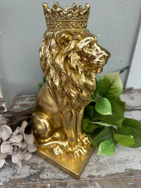 Gold Lion Statue with a Crown