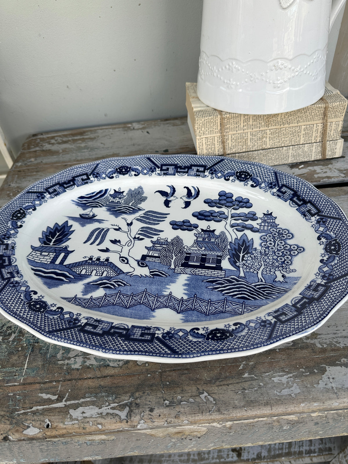 Blue & White platter made in Japan