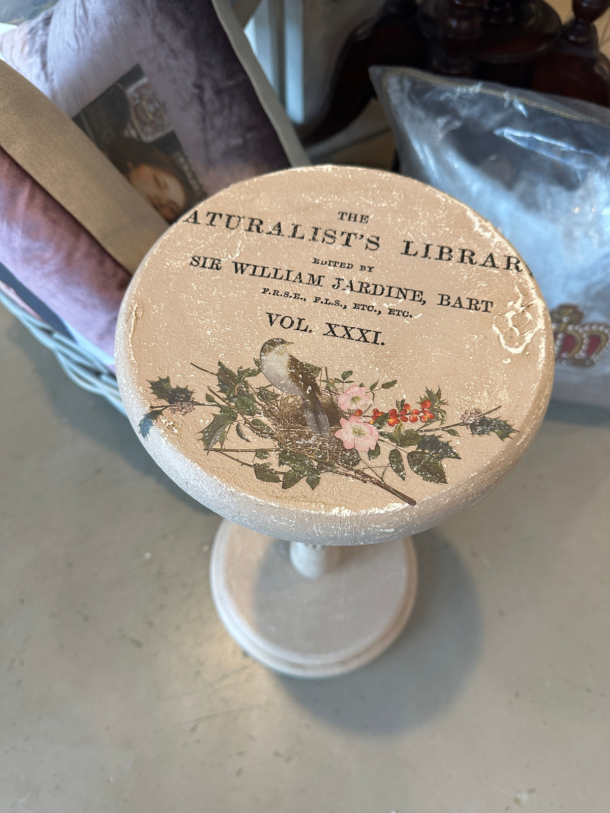 Bird in Nest shabby chic side table or stand