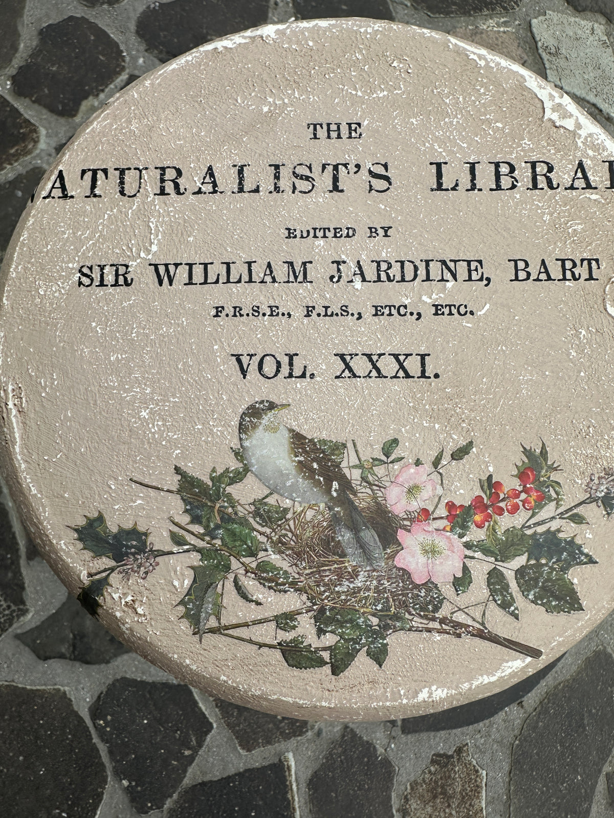 Bird in Nest shabby side table or stand