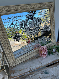 Rustic French Cream Mirror with Typography large
