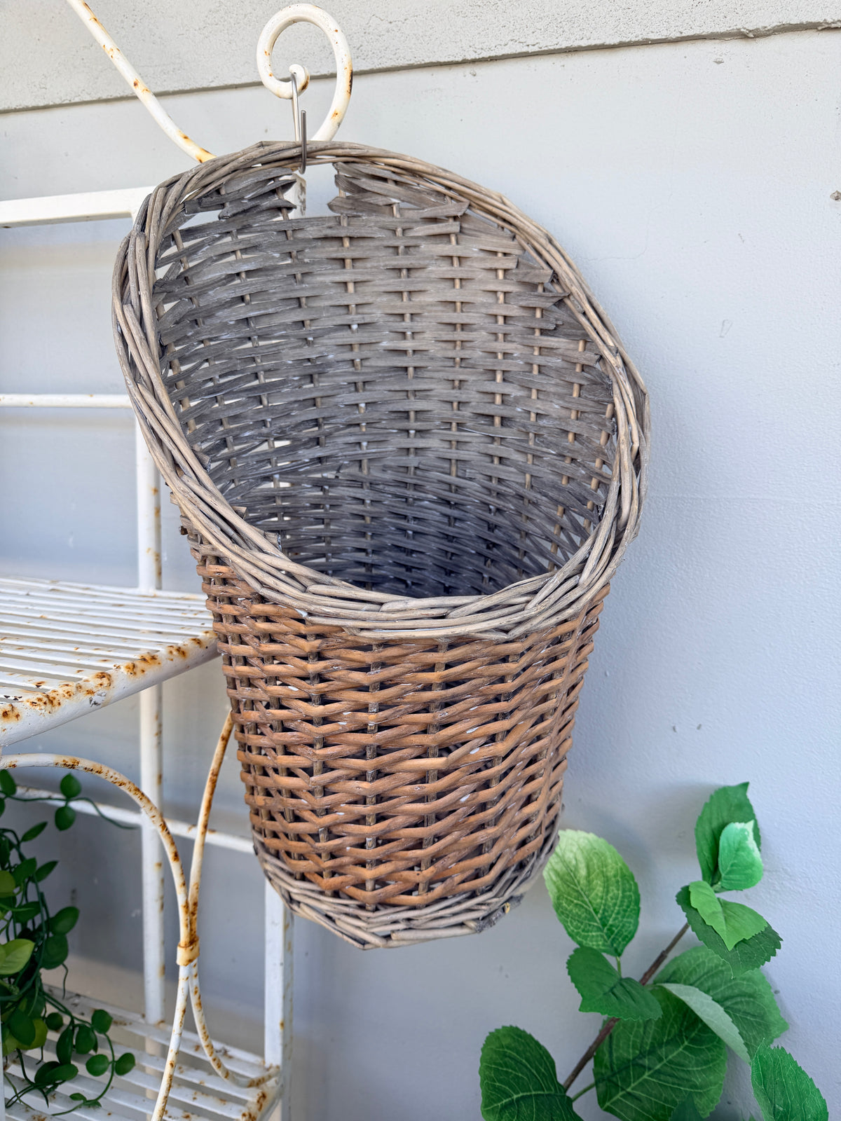 Hanging Wall Baskets Willow Greywash