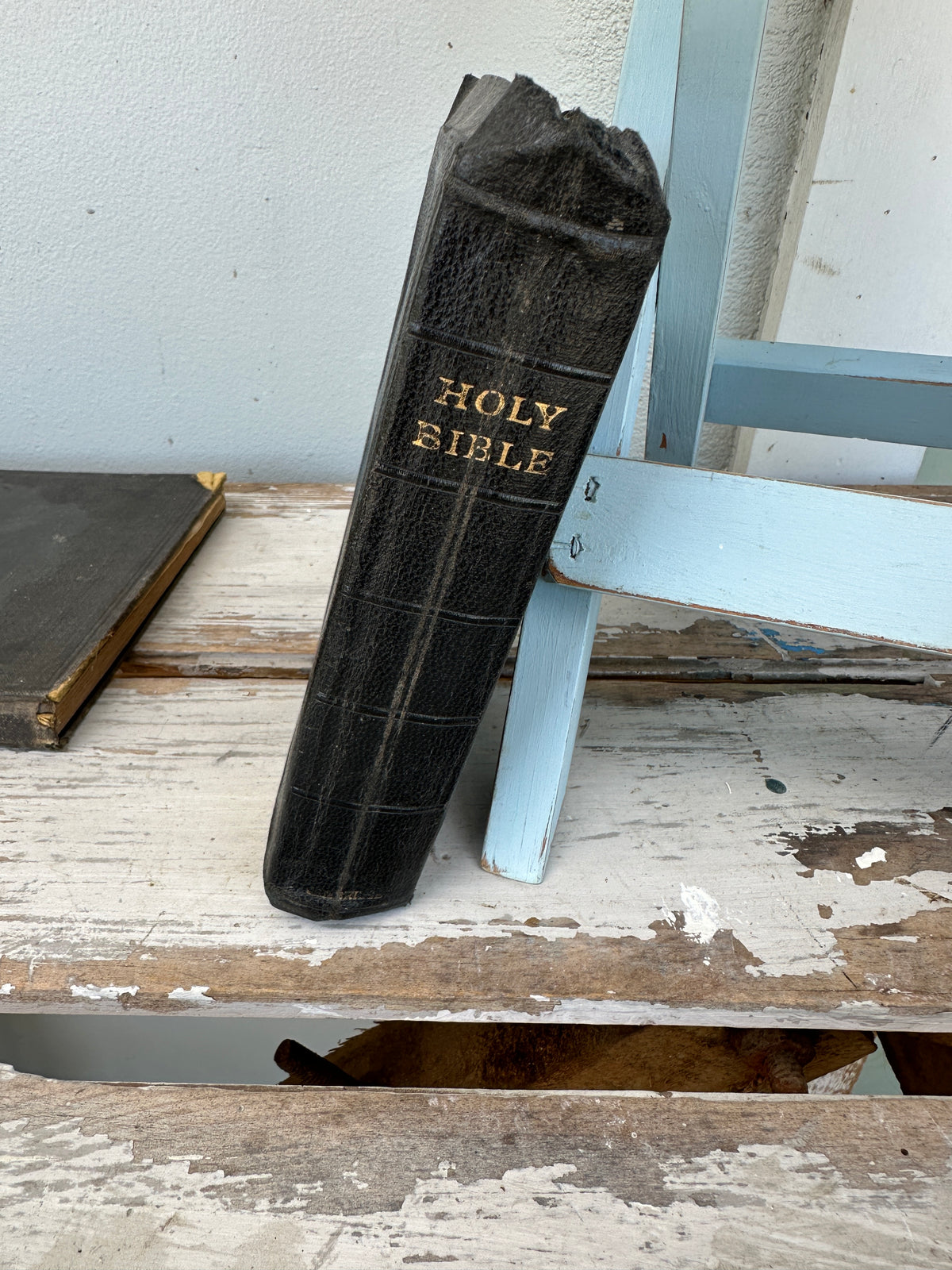 The Holy Bible  Vintage Book black w red gold pages