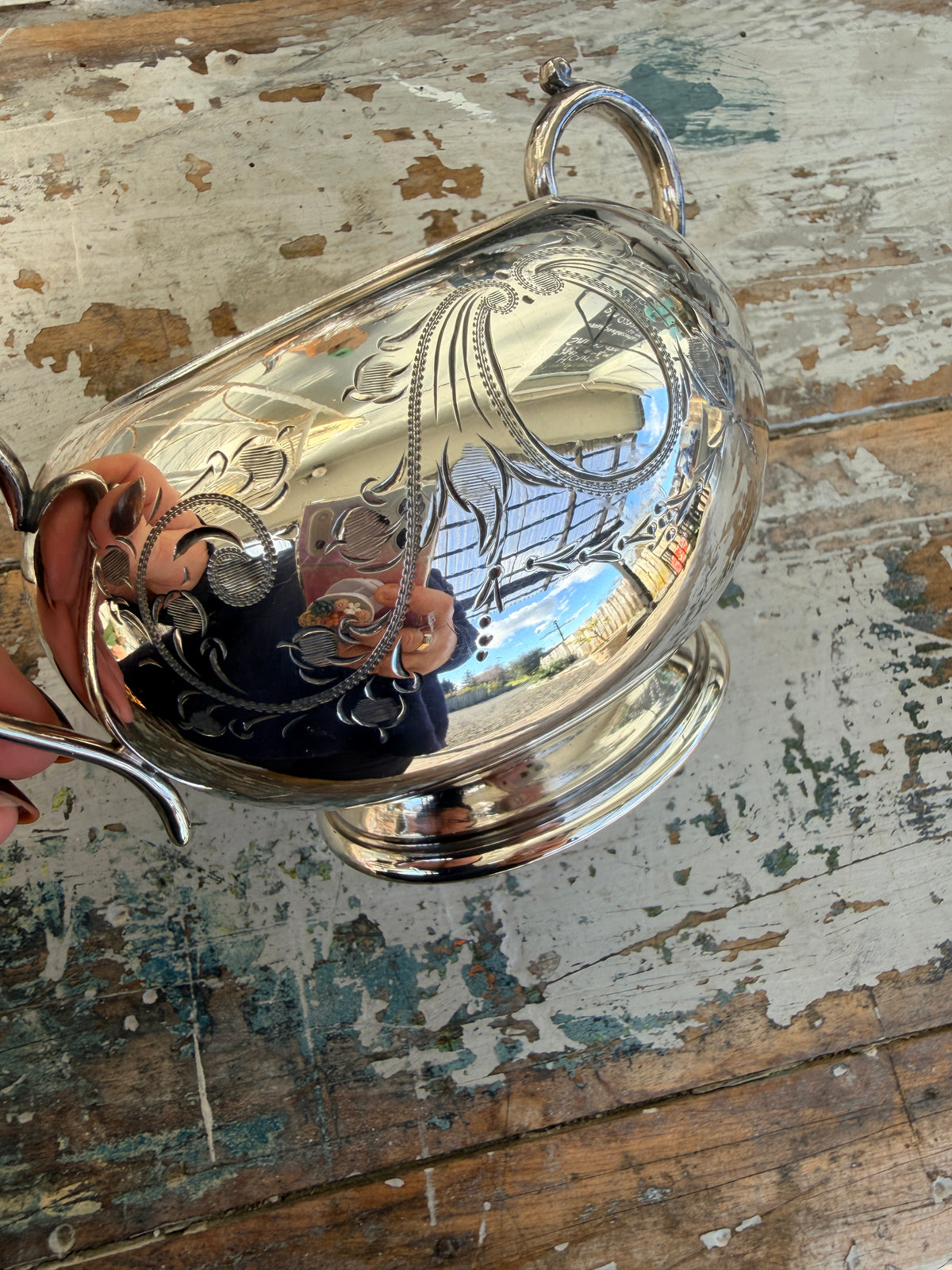 Silverware Sugar Pot w handles and engraving