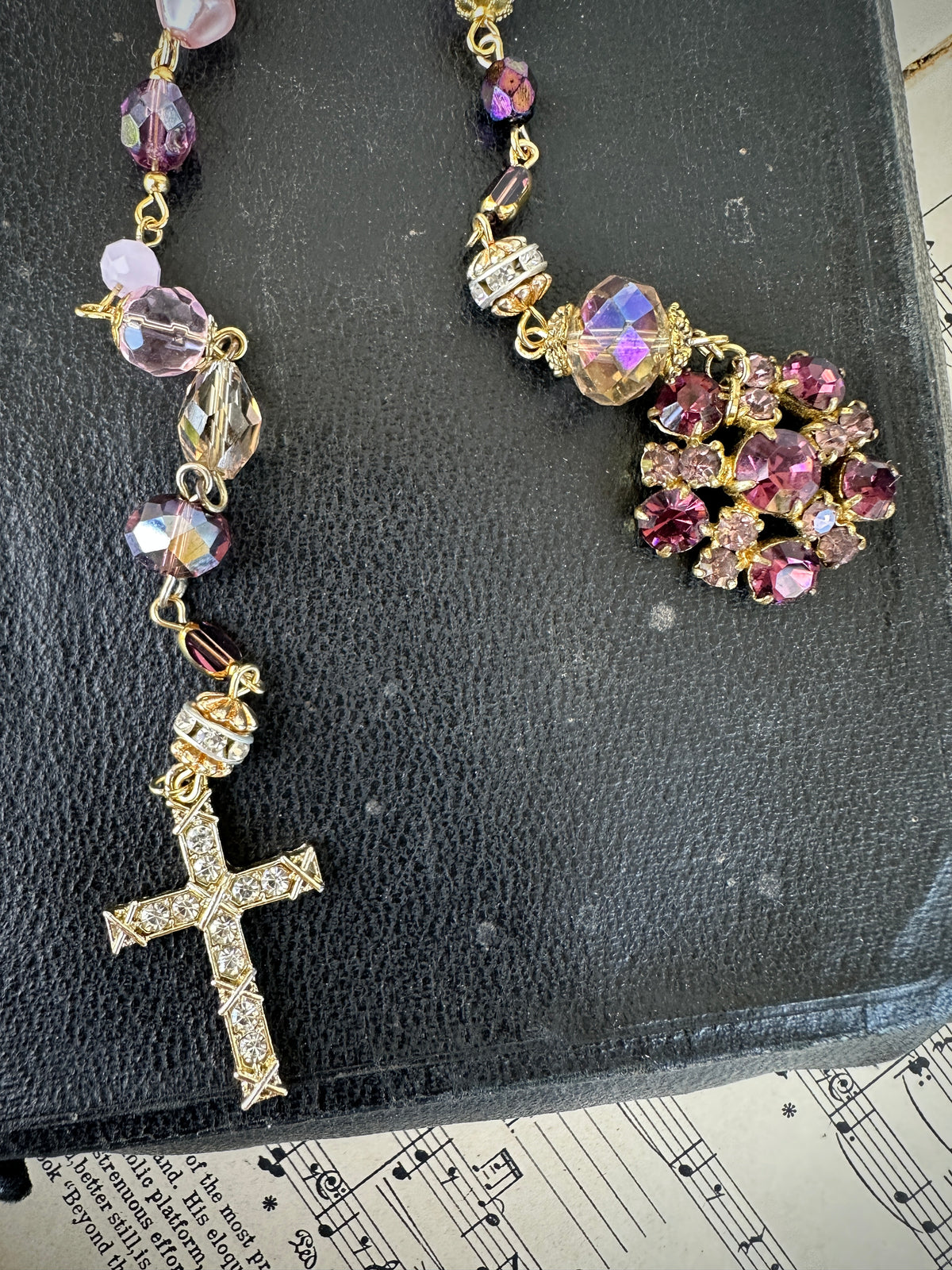 Decor prayer beads lilacs w round jewelled end rosary