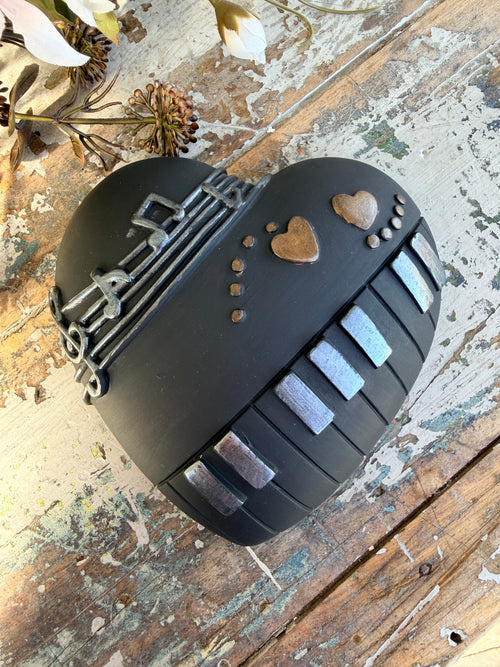 Wall heart Piano Keys Pewter